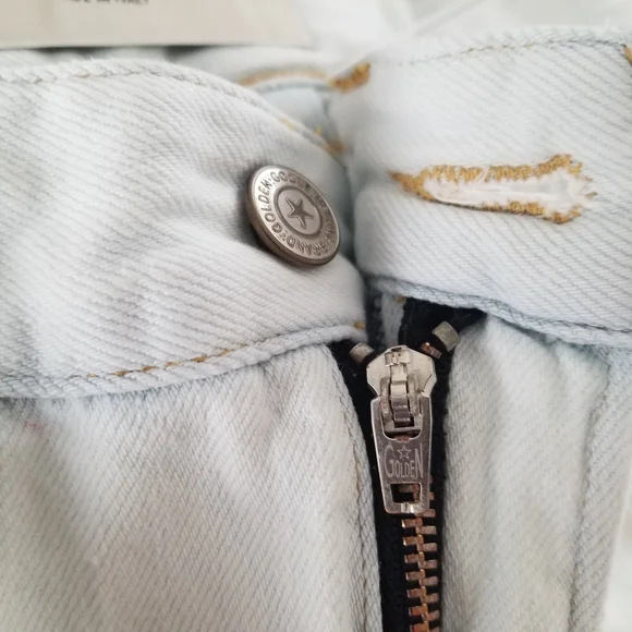 Golden Goose High Rise Boot Cut Jeans Light Wash Bleached Blue Size 26 - Picture 9 of 14